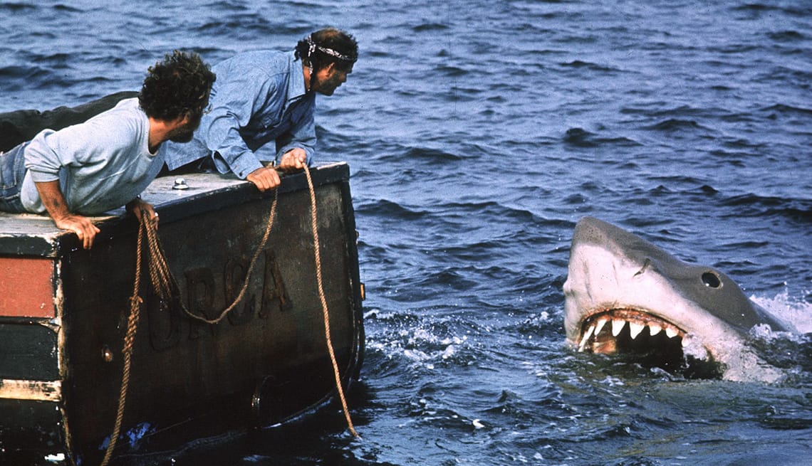 Richard Dreyfuss en Robert Shaw in "Jaws"