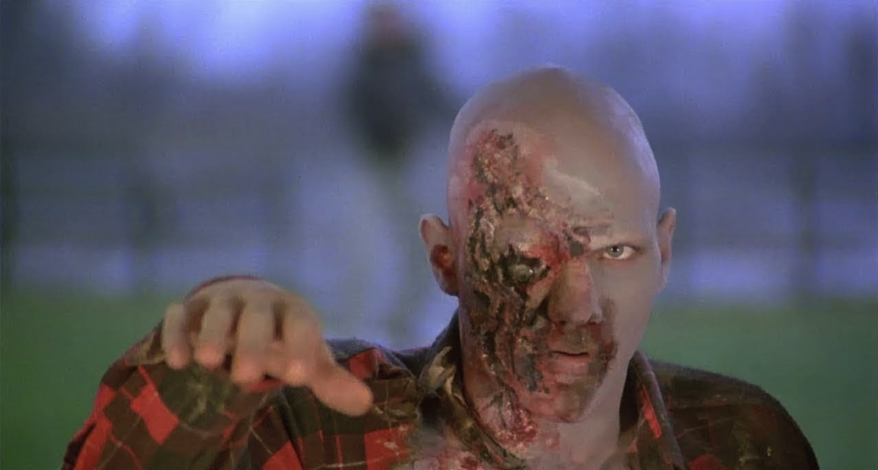 Afbeelding van een zombie met een nare ooginfectie.