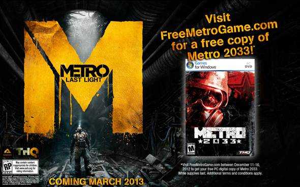 Download survival-horrorgame Metro 2033 gratis of voor het goede doel