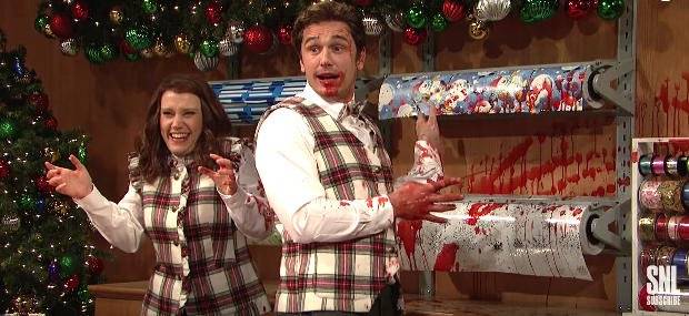 Gift Wrapping Horror met James Franco & Kate McKinnon