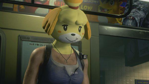 Isabelle van Animal Crossing als speelbaar karakter in Resident Evil 3 Remake