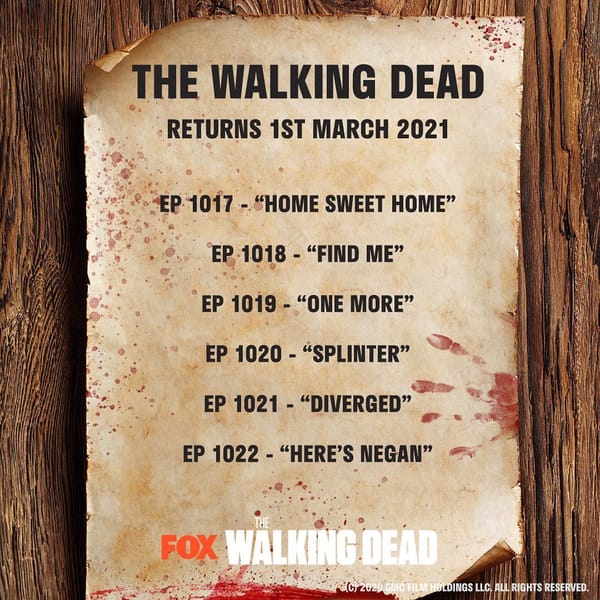 Extra afleveringen s10 The Walking Dead vanaf 1 maart bij FOX