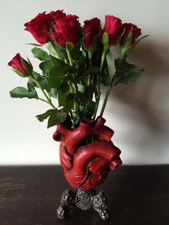 Anatomical Heart Vase Red Finish